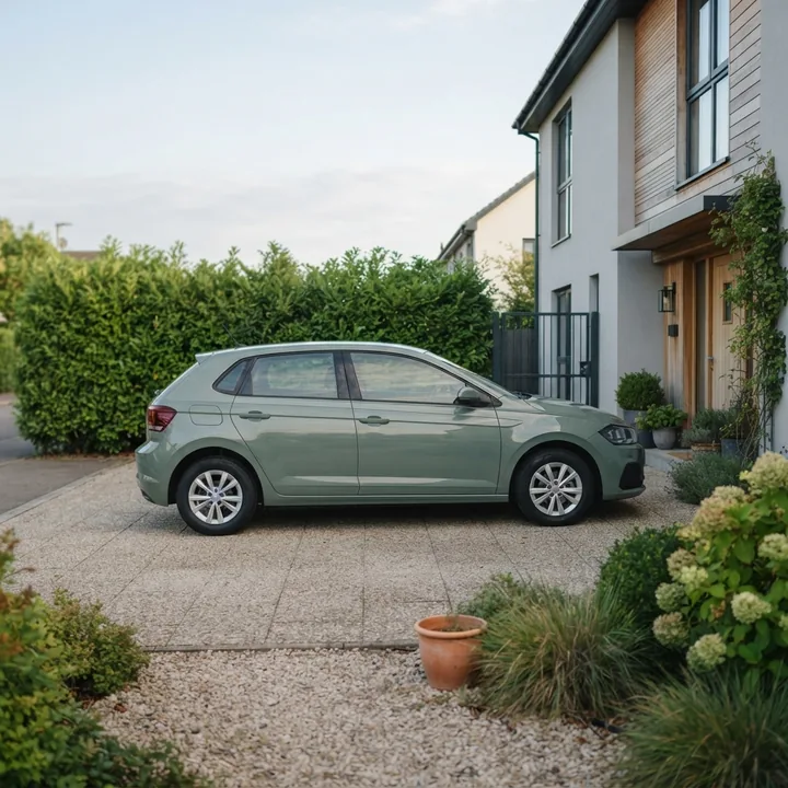 Familienauto in der Einfahrt